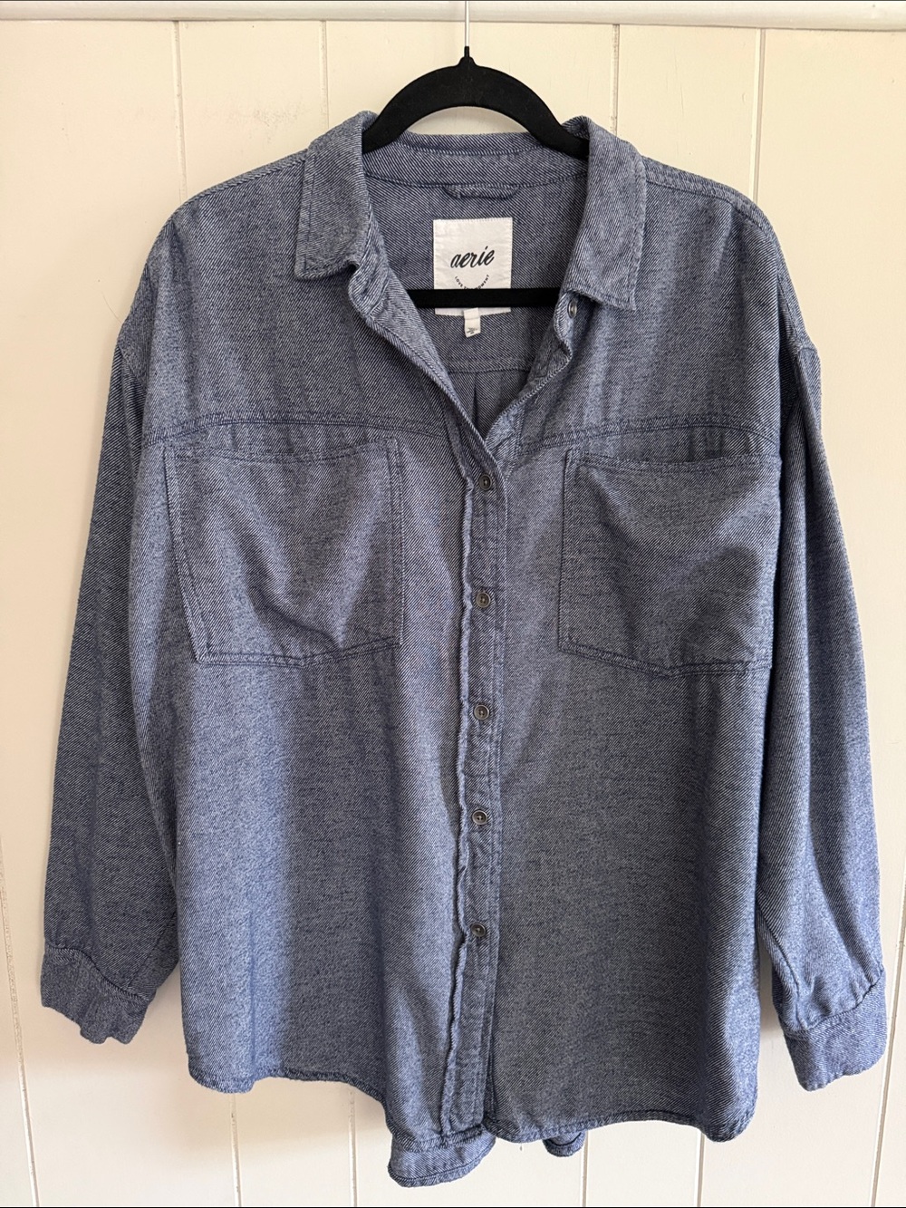Aerie Anytime Fave Twill Shirt Cotton Oversized Relaxed Shacket Large